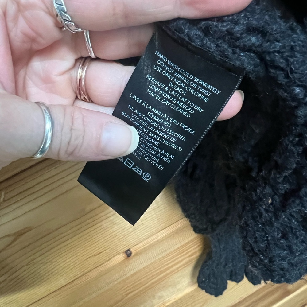 Free People Black Ruffled Open-Knit Cropped Cardigan - Picture 4 of 5
